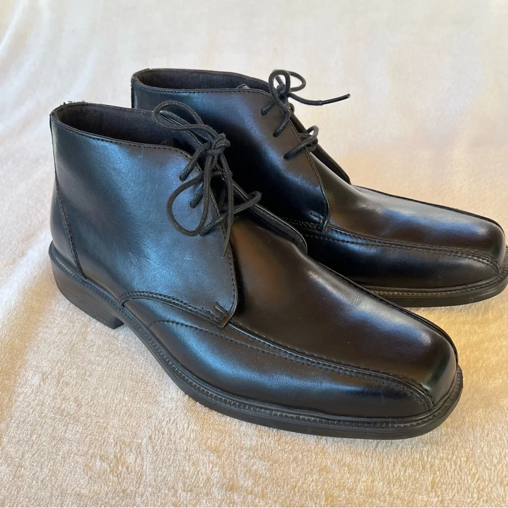 Bostonian Flexlite Men's Lightweight Chukka Boots Leather Black Italy SIZE 10